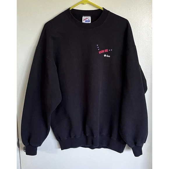 Vintage 90s Sun Microsystems Icon SE Sweatshirt Black XL Jerzees Russell USA